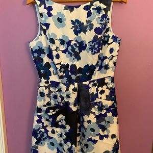 Summery blue floral sleeveless dress size 8.